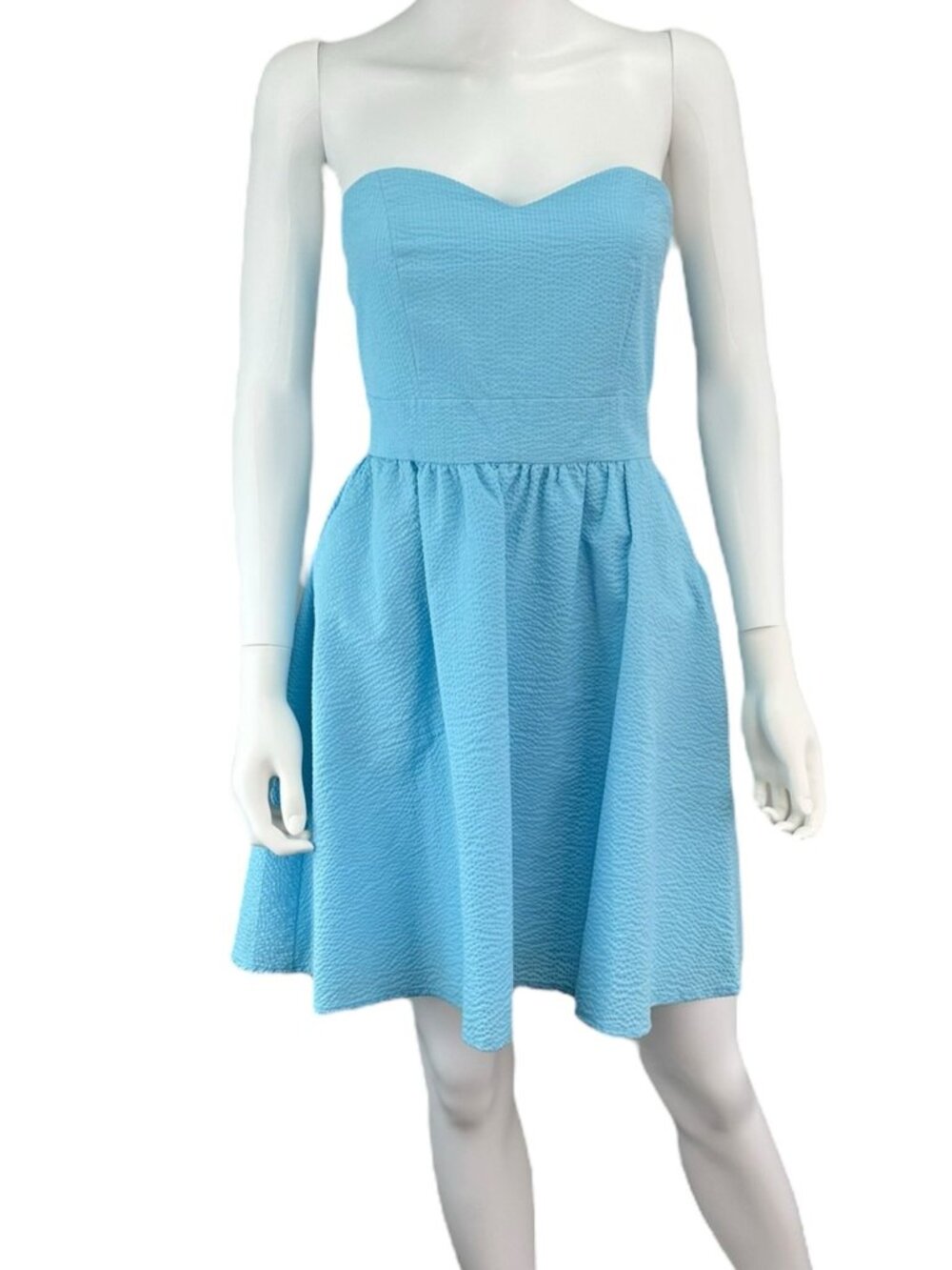 Lauren James NWT Aqua Savannah Strapless Seersucker Sundress Size S
